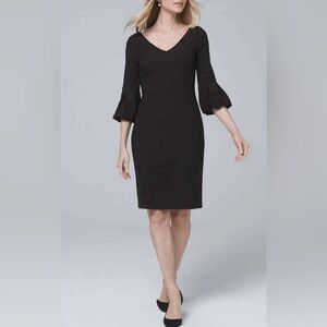 Elegant Black Dress with Bell Sleeves from White House Black Market size 4